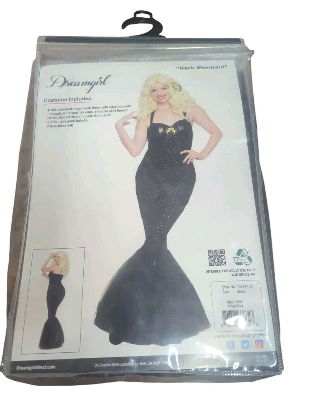 Dark Mermaid Halloween Costume Black Sexy Dress NEW SMALL Cosplay Party